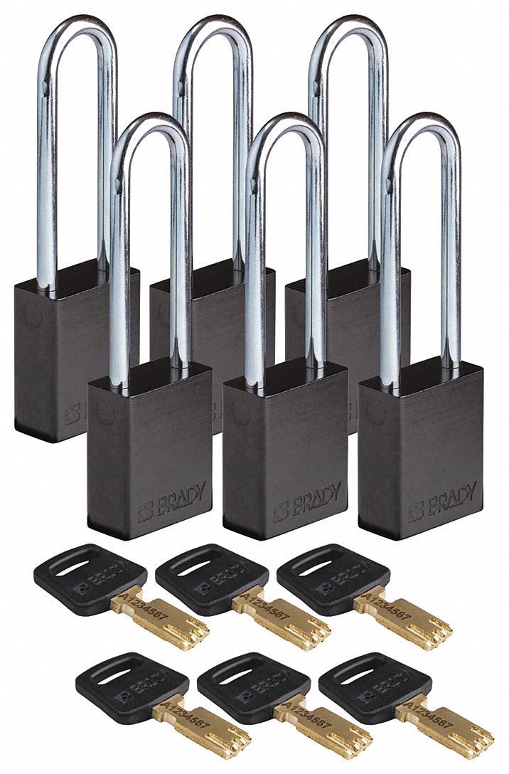 K7942 Lockout Padlock Black 1-1/2 W Body PK6