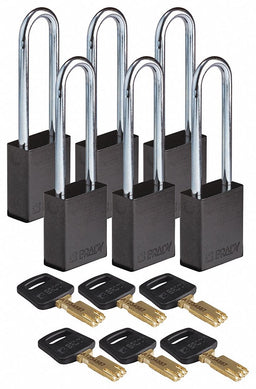 K7942 Lockout Padlock Black 1-1/2 W Body PK6