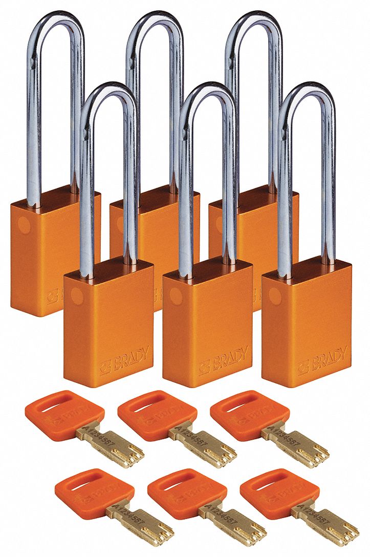 K7475 Lockout Padlock Orange 1-1/2 W Body PK6
