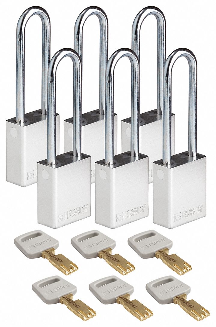 K7942 Lockout Padlock Silver 1-1/2 W Body PK6