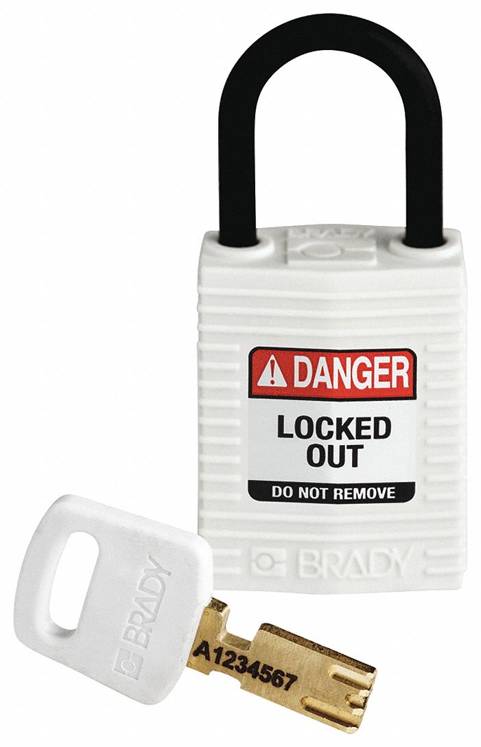 Lockout Padlock White 1-21/32 H Body