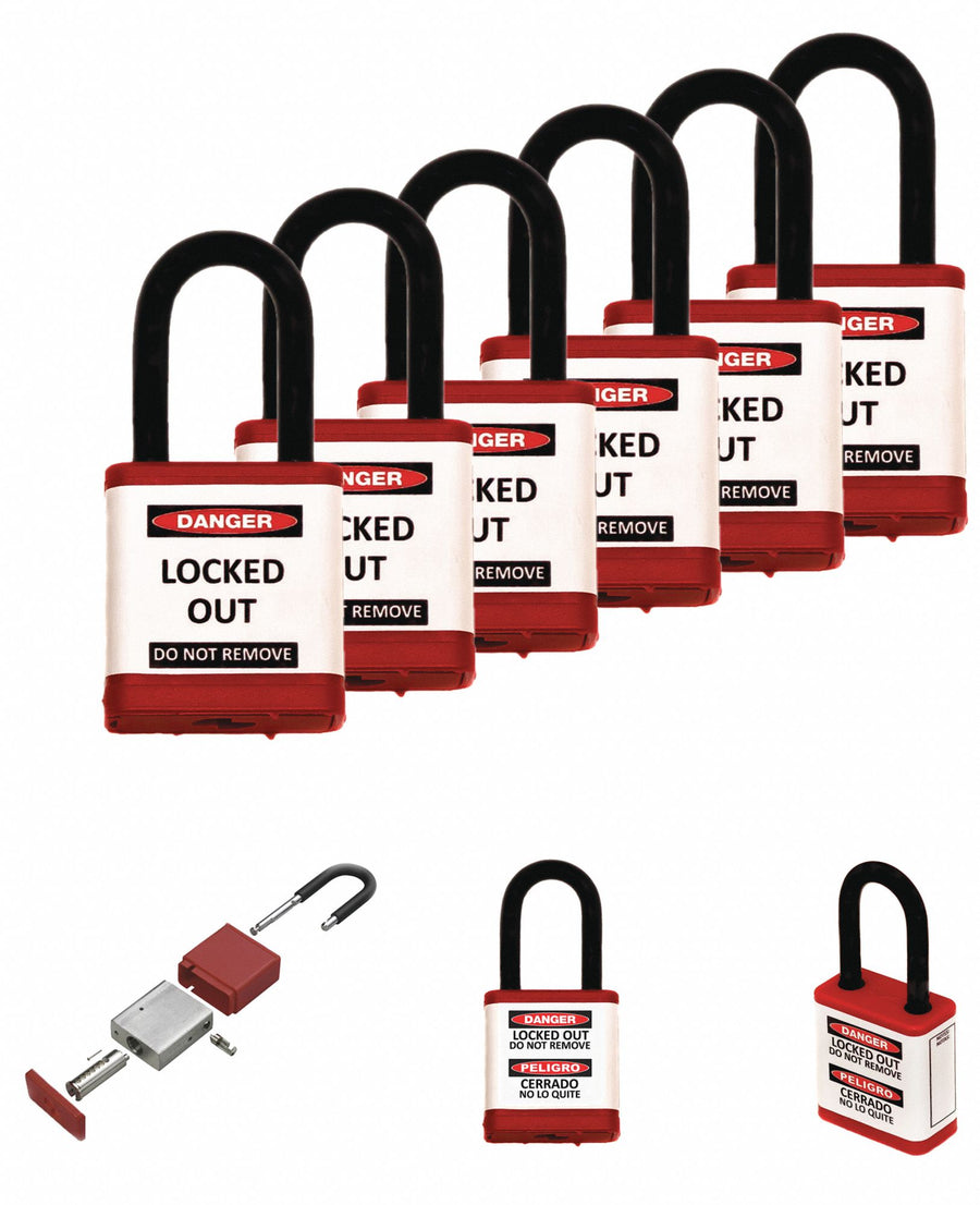Lockout Padlock 1-1/2 H Shackle PK6