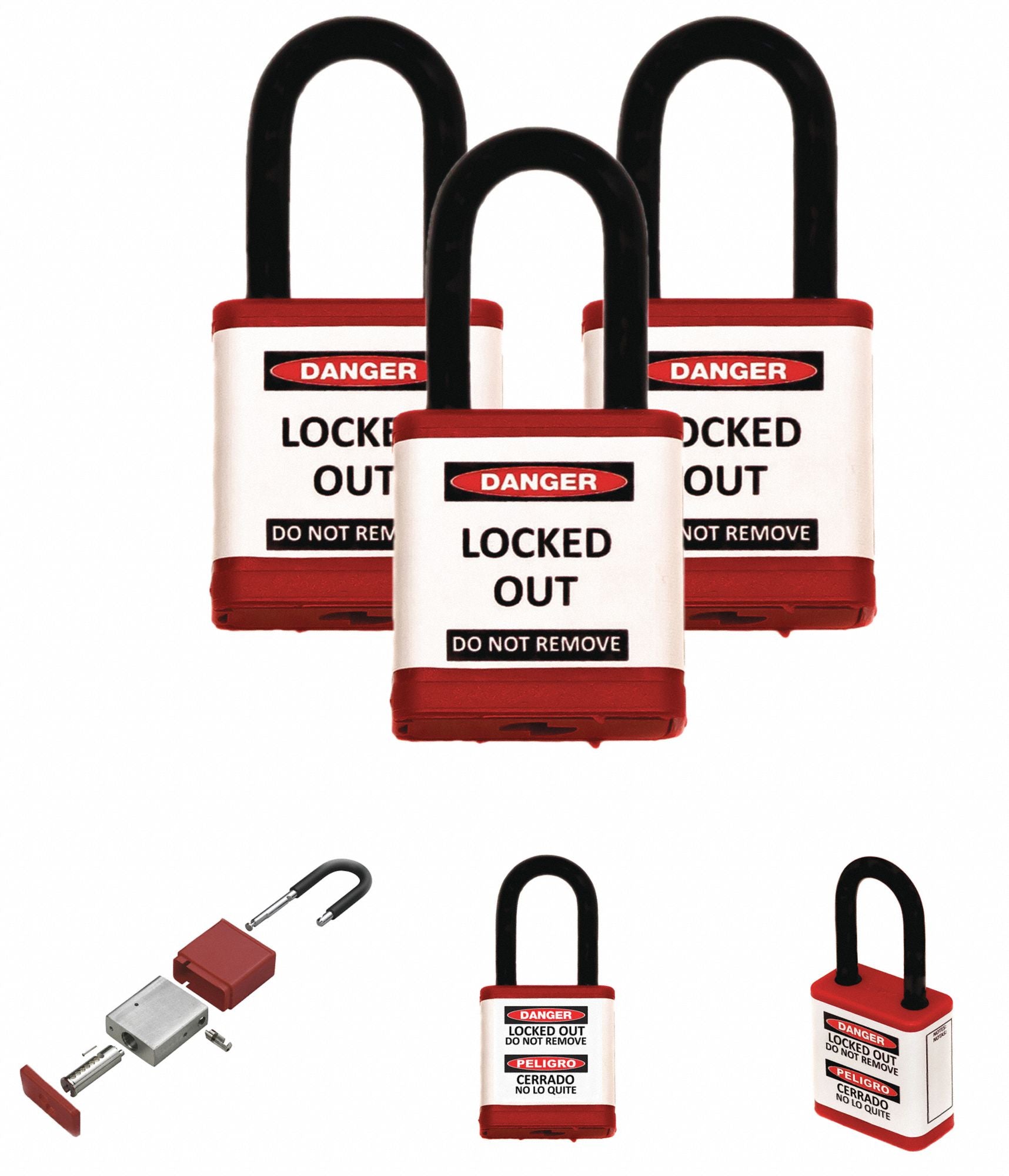 Lockout Padlock 1-1/2 H Shackle PK3