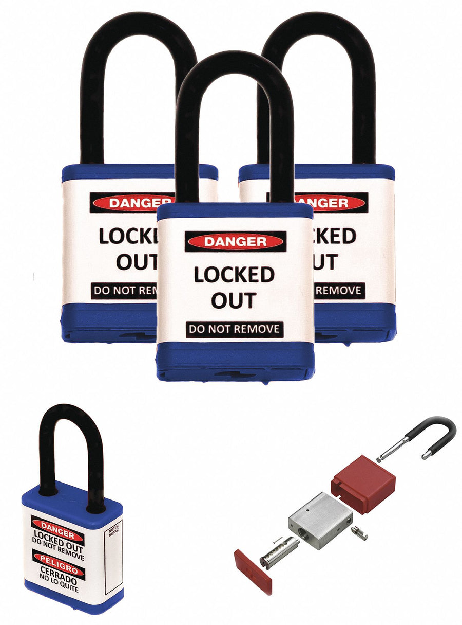 Lockout Padlock 1-1/2 H Shackle PK3