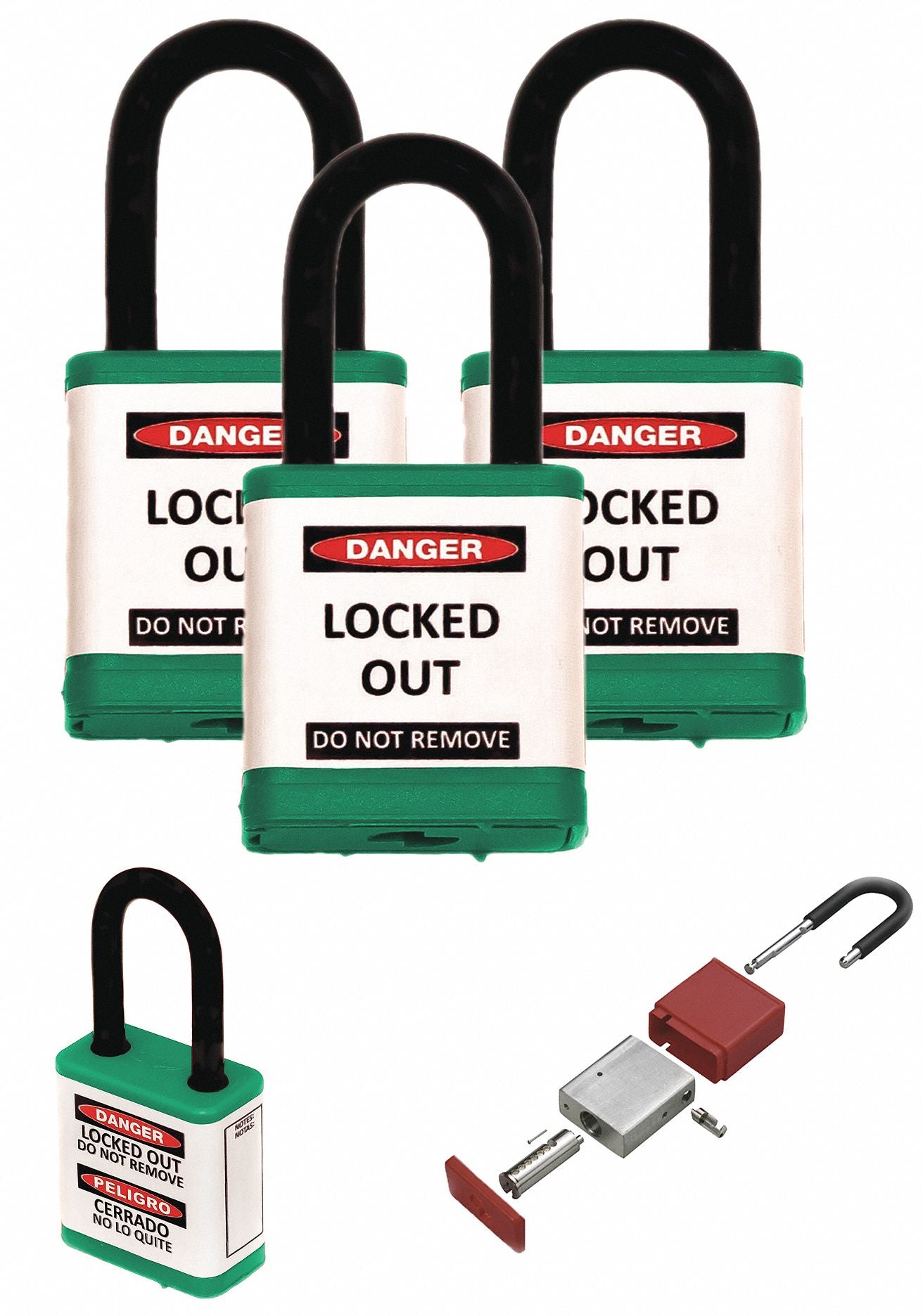 Lockout Padlock 1-1/2 H Shackle PK3