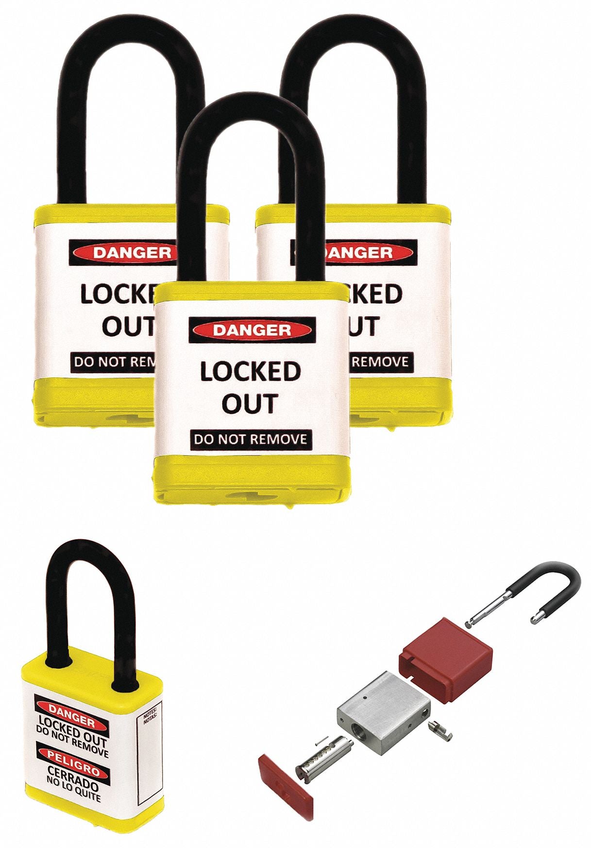 Lockout Padlock 1-1/2 H Shackle PK3