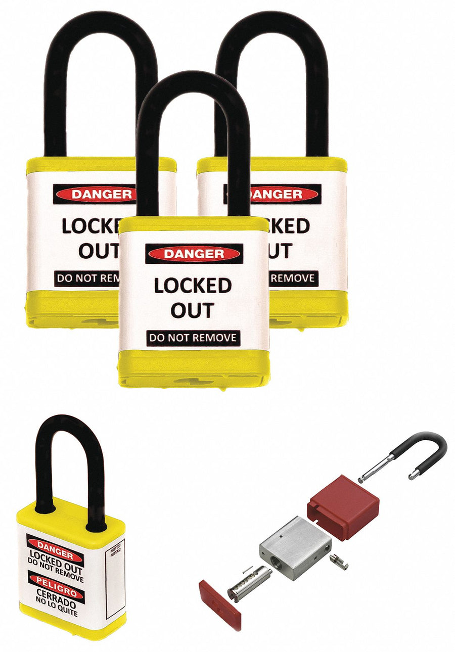 Lockout Padlock 1-1/2 H Shackle PK3