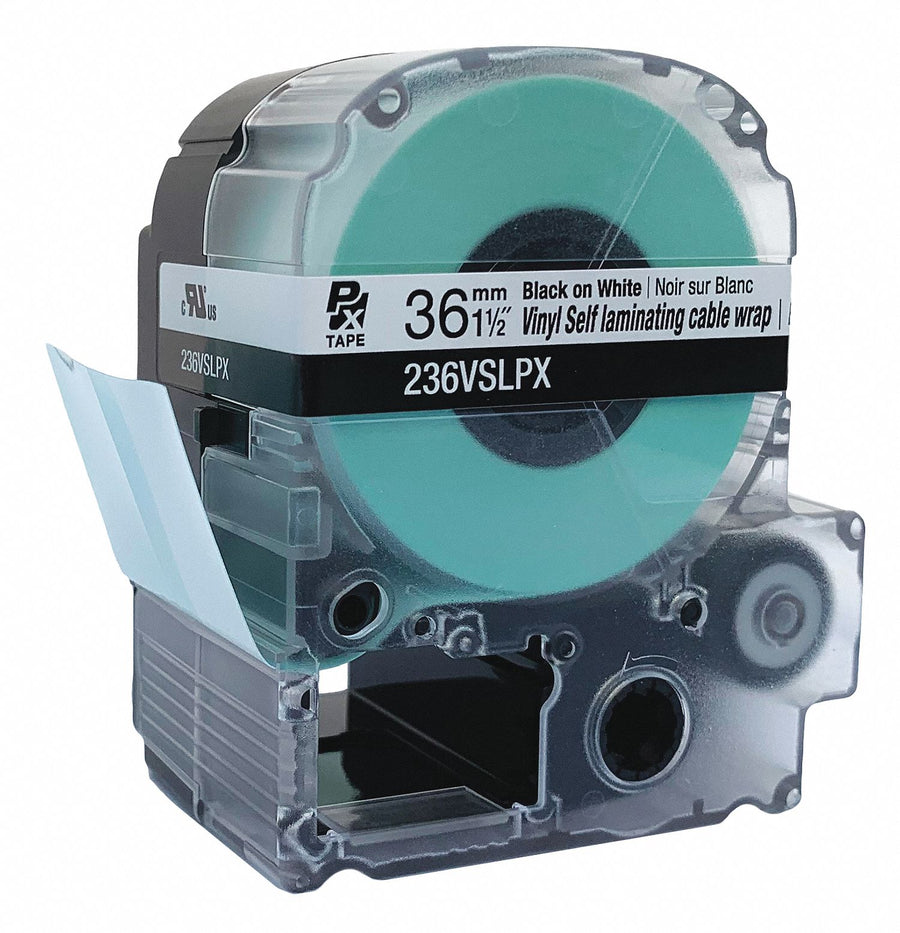 Cartridge Label Bk on Wht/Clear 1 1/2 W