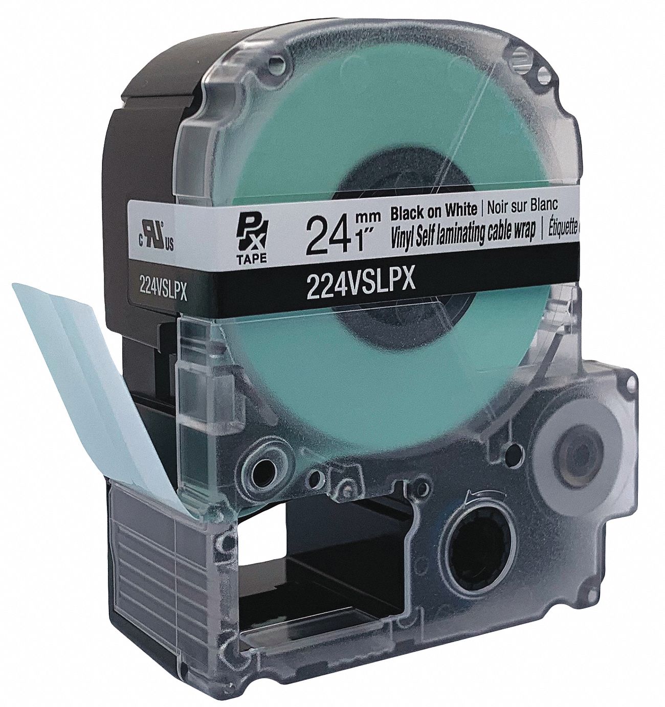 Cartridge Label Black on Wht/Clear 1 W