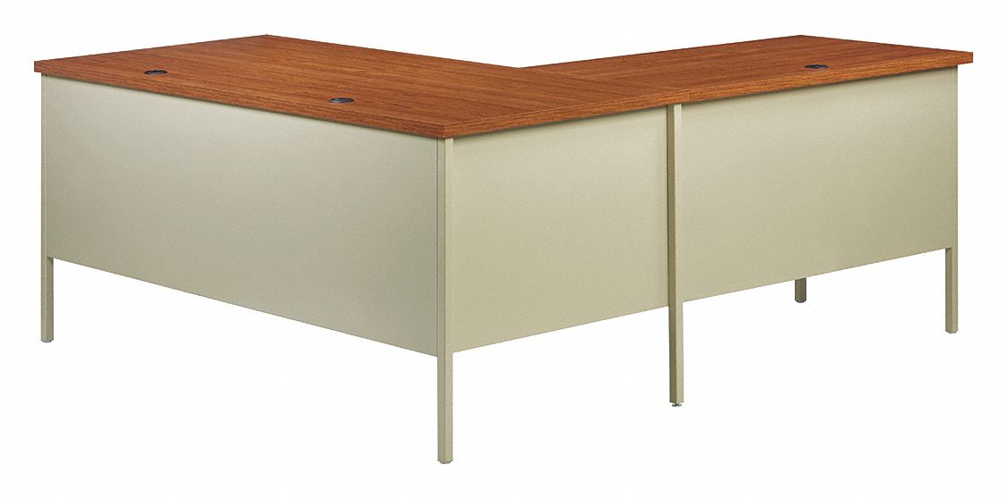 L-Shaped Desk 29 1/2 in H Oak/Putty