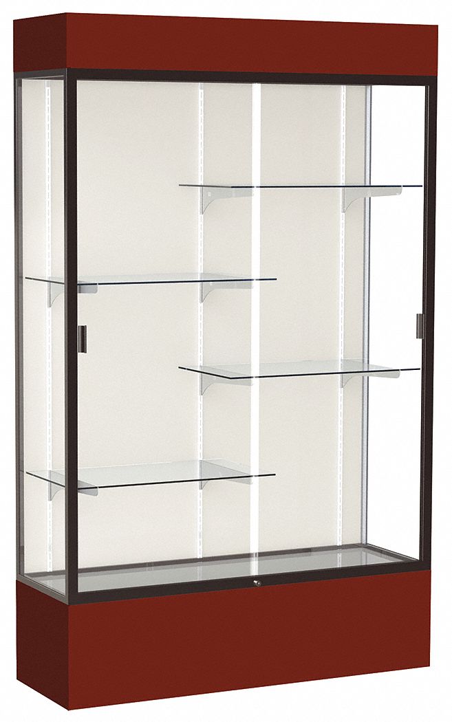 Freestanding Display Case 80 in H Maroon