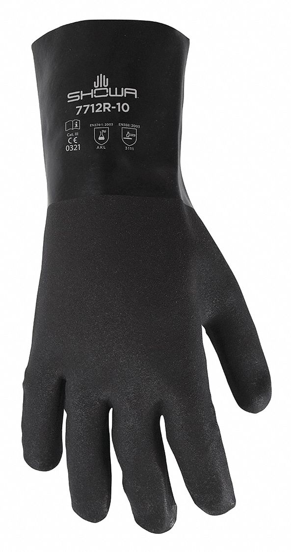 Chemical Resistant Gloves Black Sz L PR