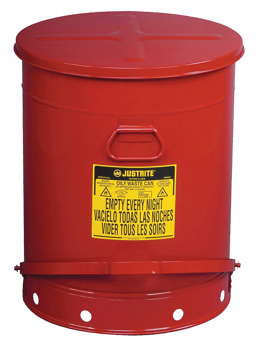 F8461 Oily Waste Can 21 gal Steel Red