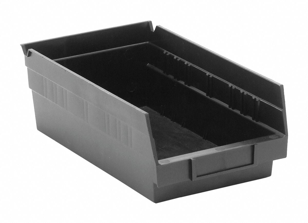 Shelf Bin Black Polypropylene 4 in