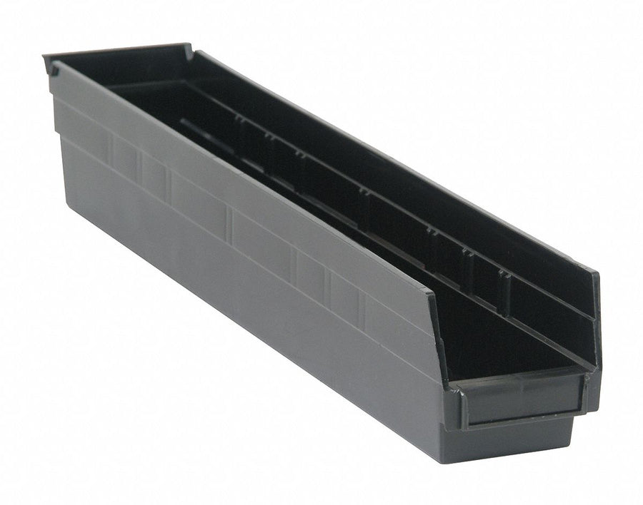 Shelf Bin Black Polypropylene 4 in