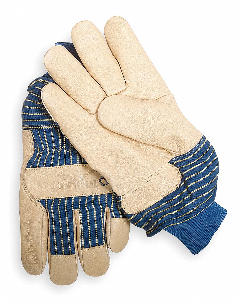 D1595 Leather Gloves Beige/Blue L PR