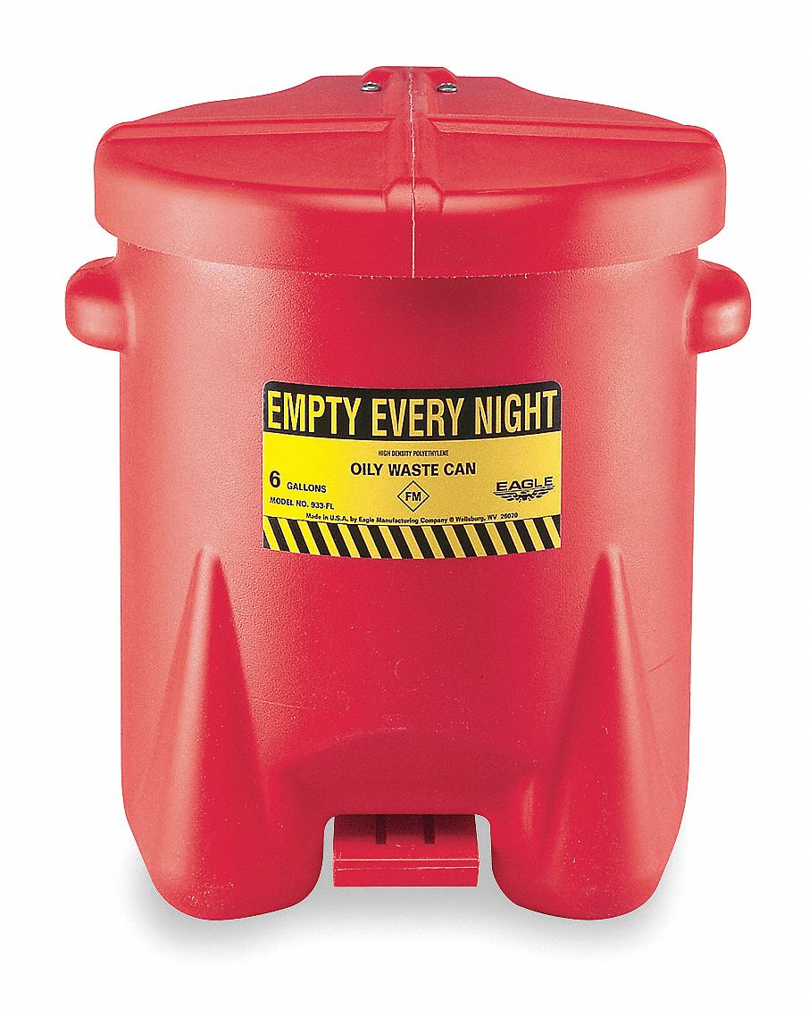 K8553 Oily Waste Can 14 gal Poly Red