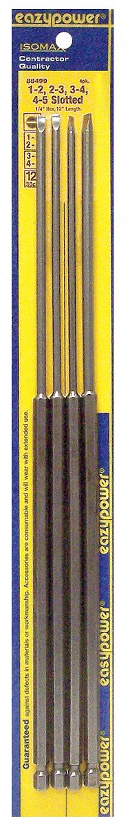 Slotted Bit Set 4 Pieces 1/4 Shank