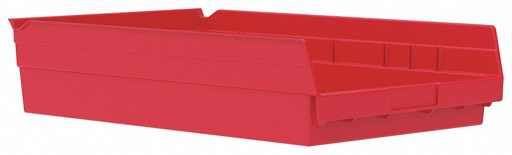 F8873 Shelf Bin Red Indstr Grd Poly 4 in