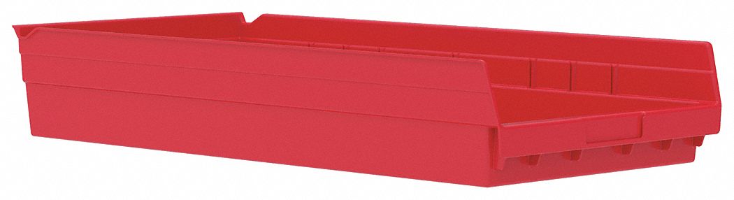 F8909 Shelf Bin Red Indstr Grd Poly 4 in