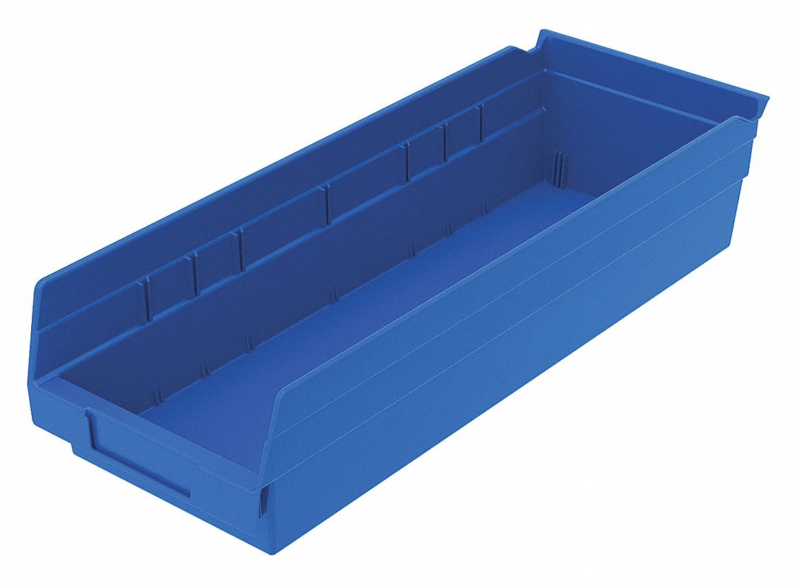 Shelf Bin Blue Indstr Grd Poly 4 in