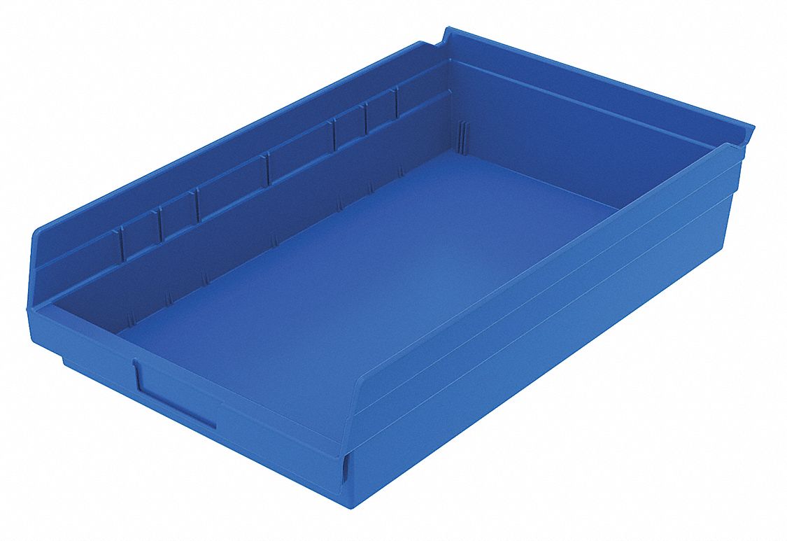 Shelf Bin Blue Indstr Grd Poly 4 in