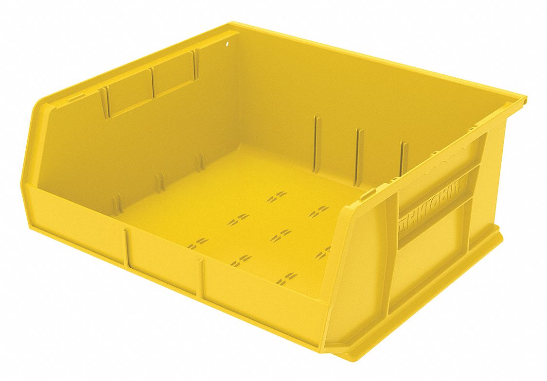 F8696 Hang and Stack Bin Yellow Plastic 7 in
