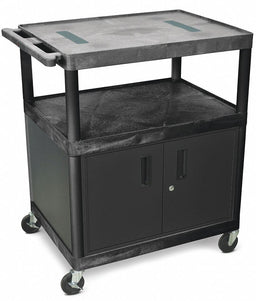 Media Cart with Cabinet 40 1/4 H Black