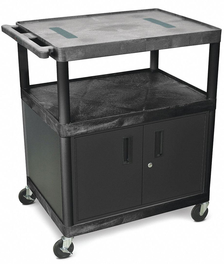 Media Cart with Cabinet 40 1/4 H Black