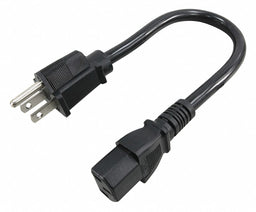 Power Cord 5-15P SJT 1 ft Blk 13A 16/3