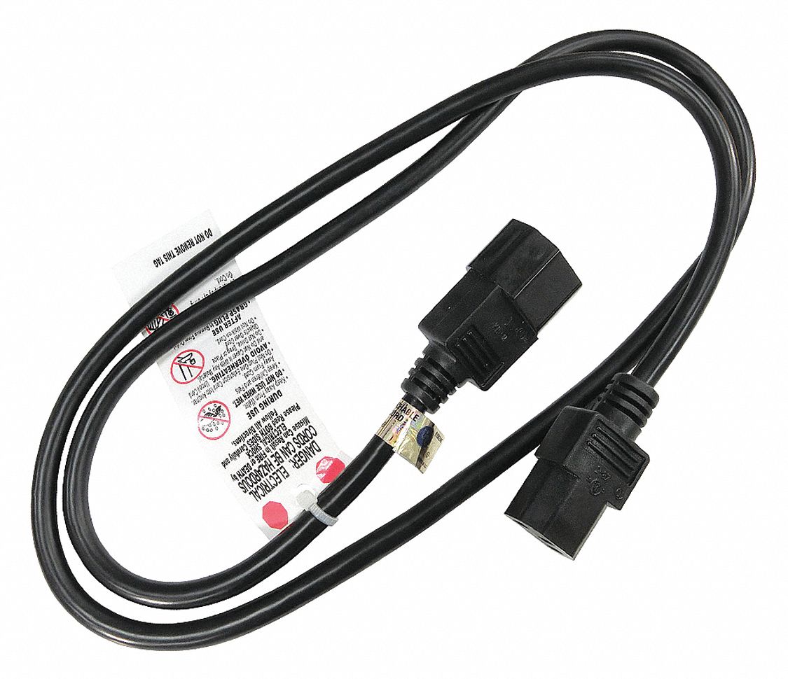Powr Cord IEC C14 SJT 3 ft Blk 10A 18/3