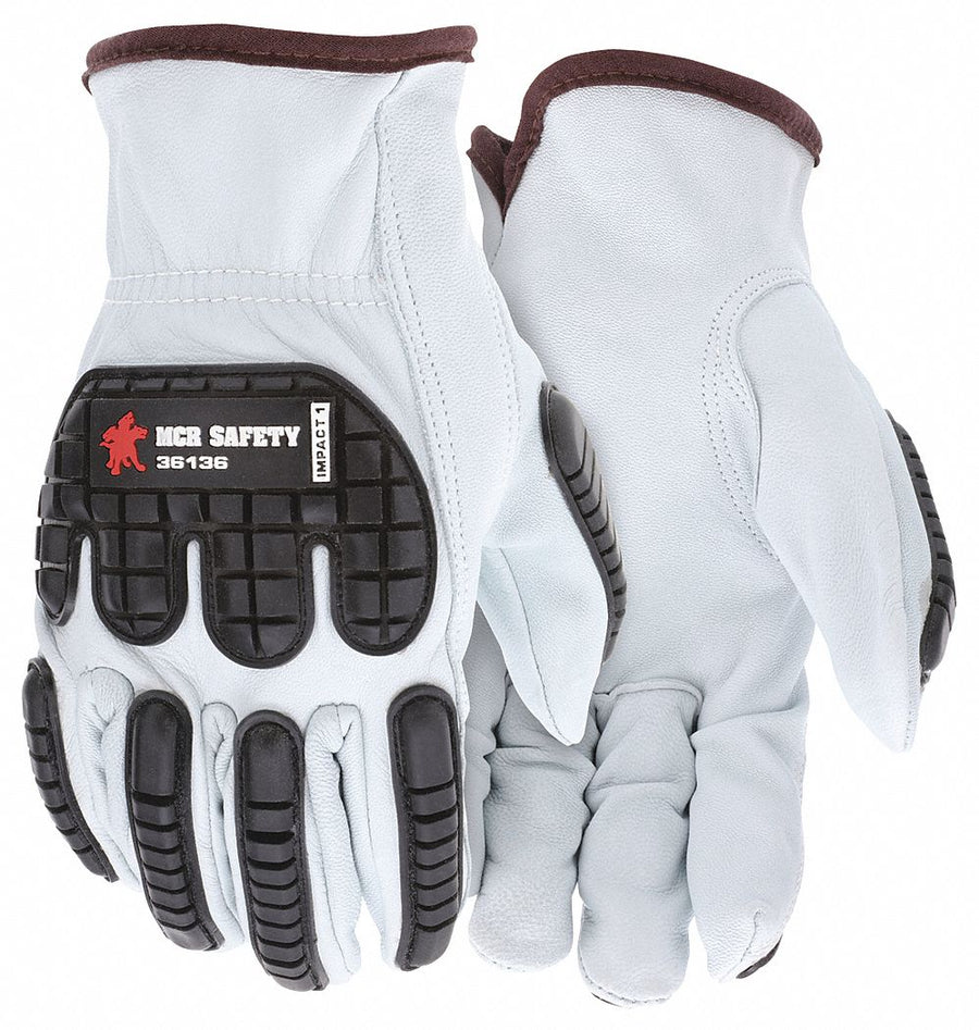 Leather Gloves White L PK12