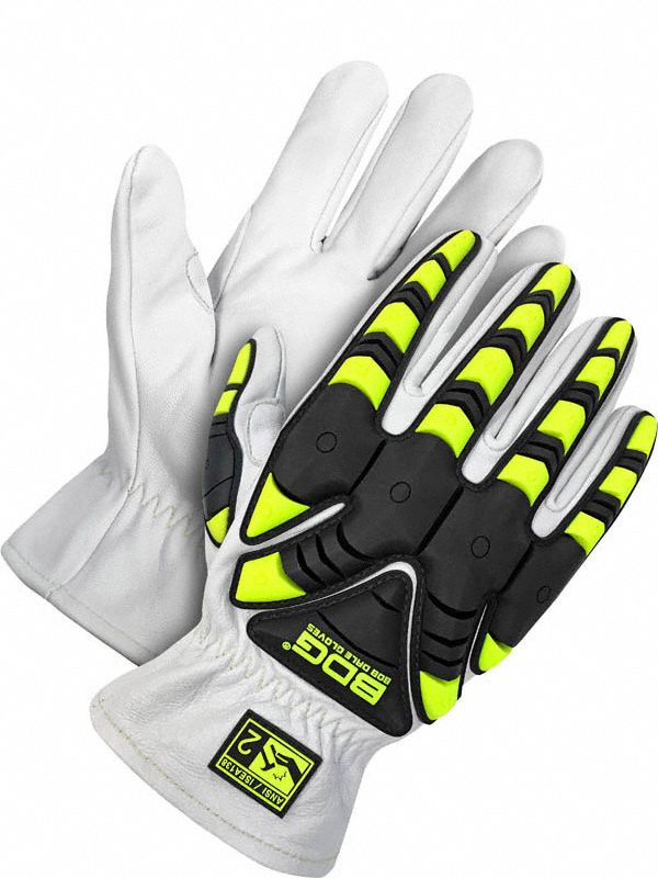 Leather Gloves Black/White/Yellow XL