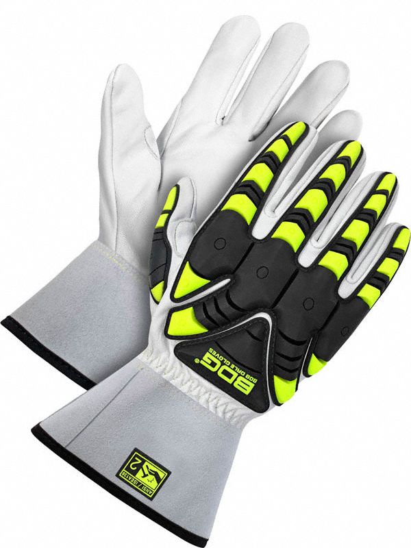 Leather Gloves Black/White/Yellow M