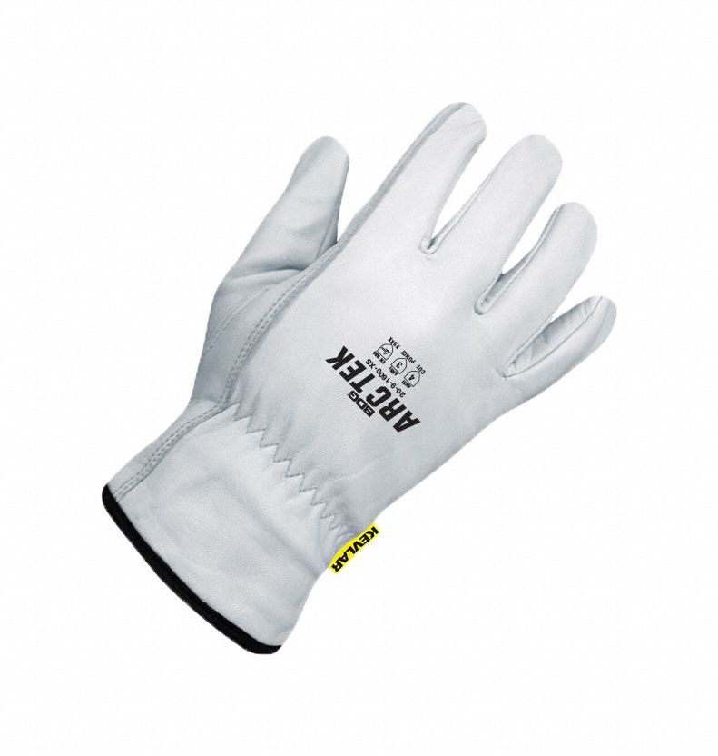 Leather Gloves Shirred Slip-On Cuff S