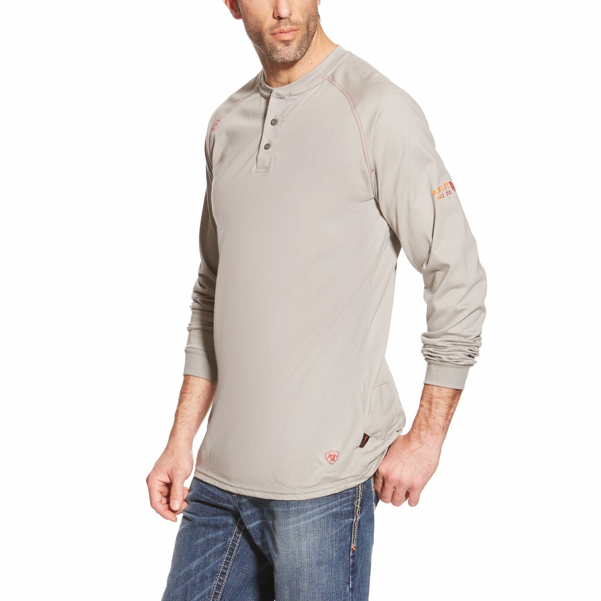 K3894 FR Henley Longsleeve Tee Gray 3XL