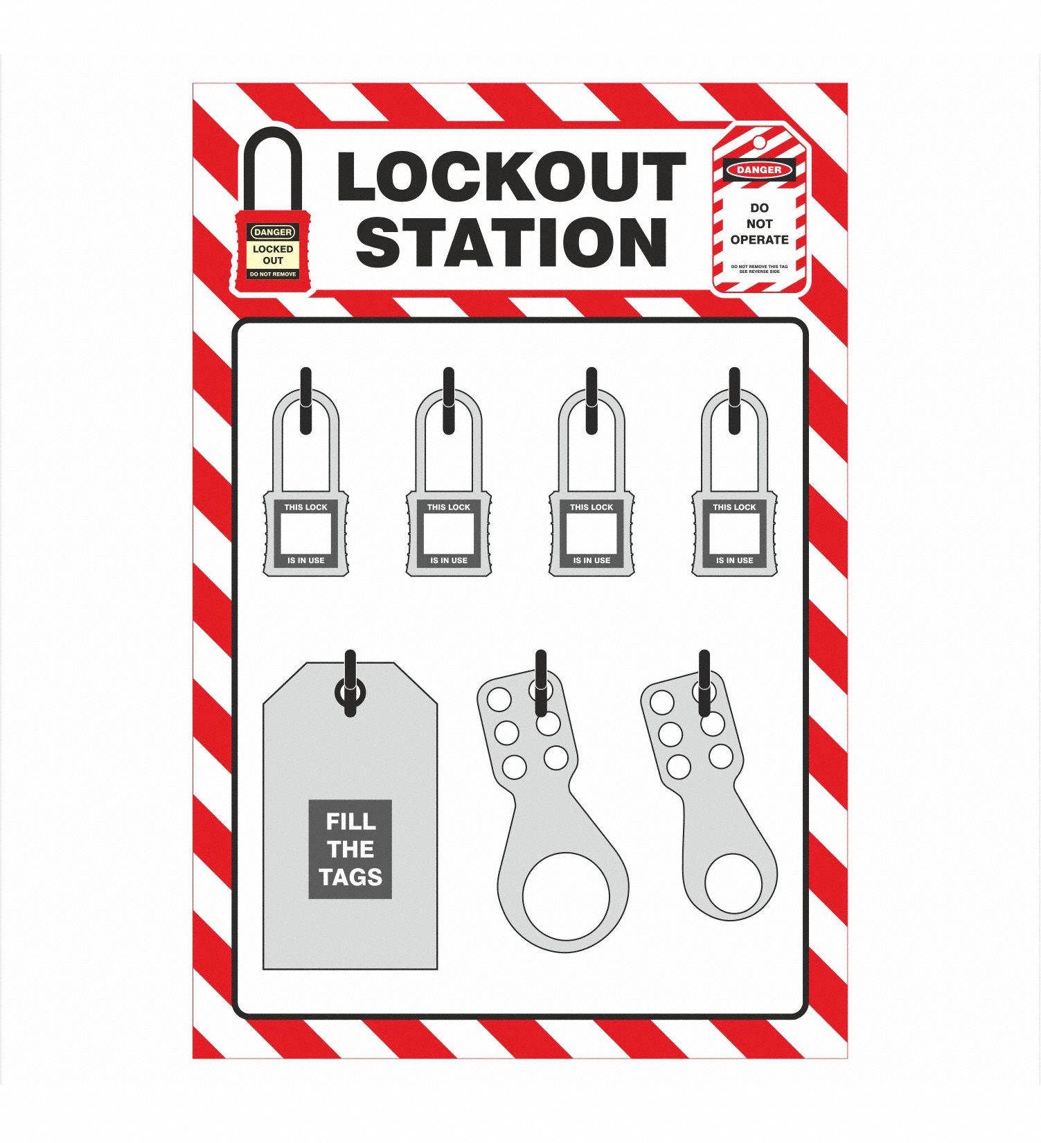 Lockout Tagout Shadow Board 11-3/4 W