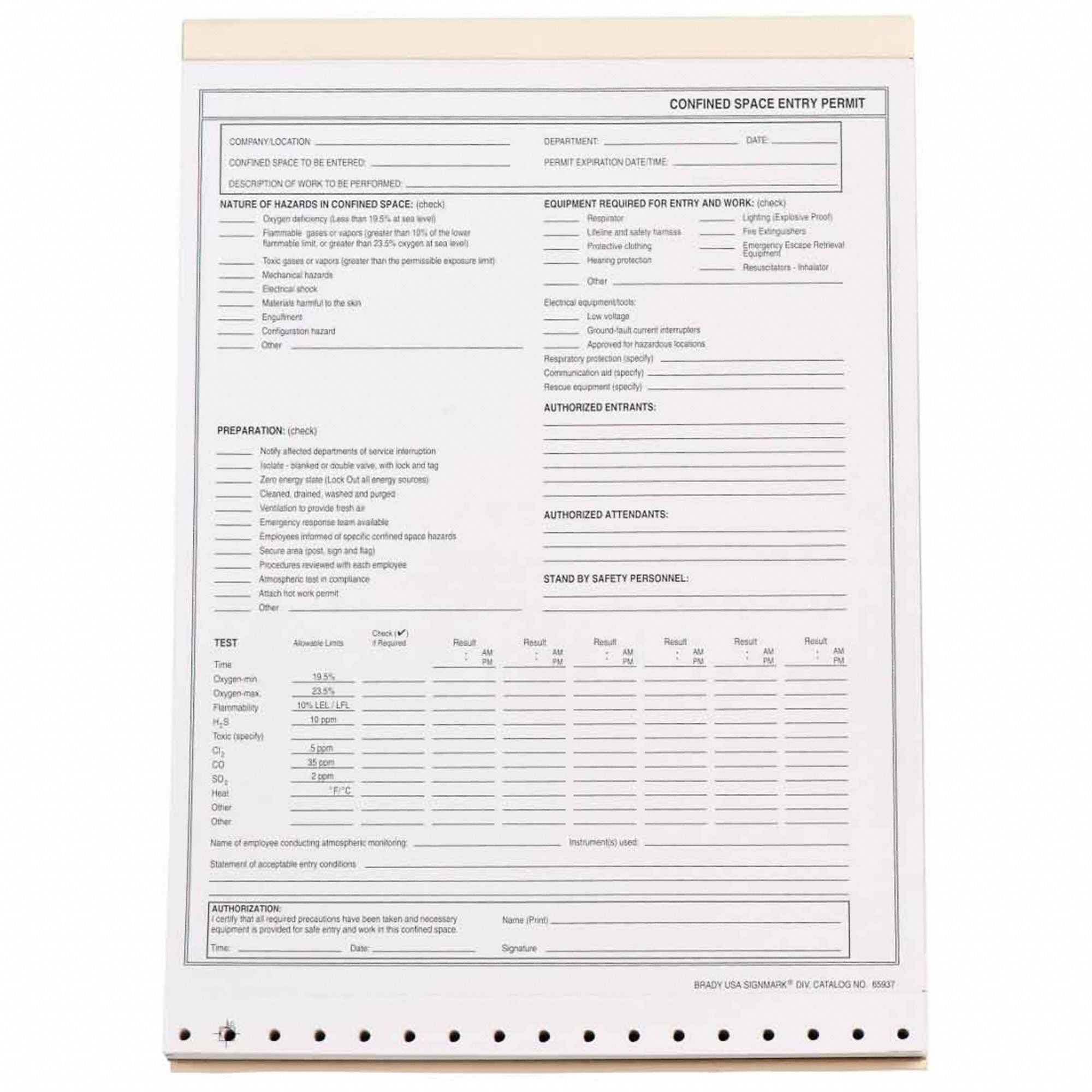 Paper Pad 8.5x11 Confined Space PK25
