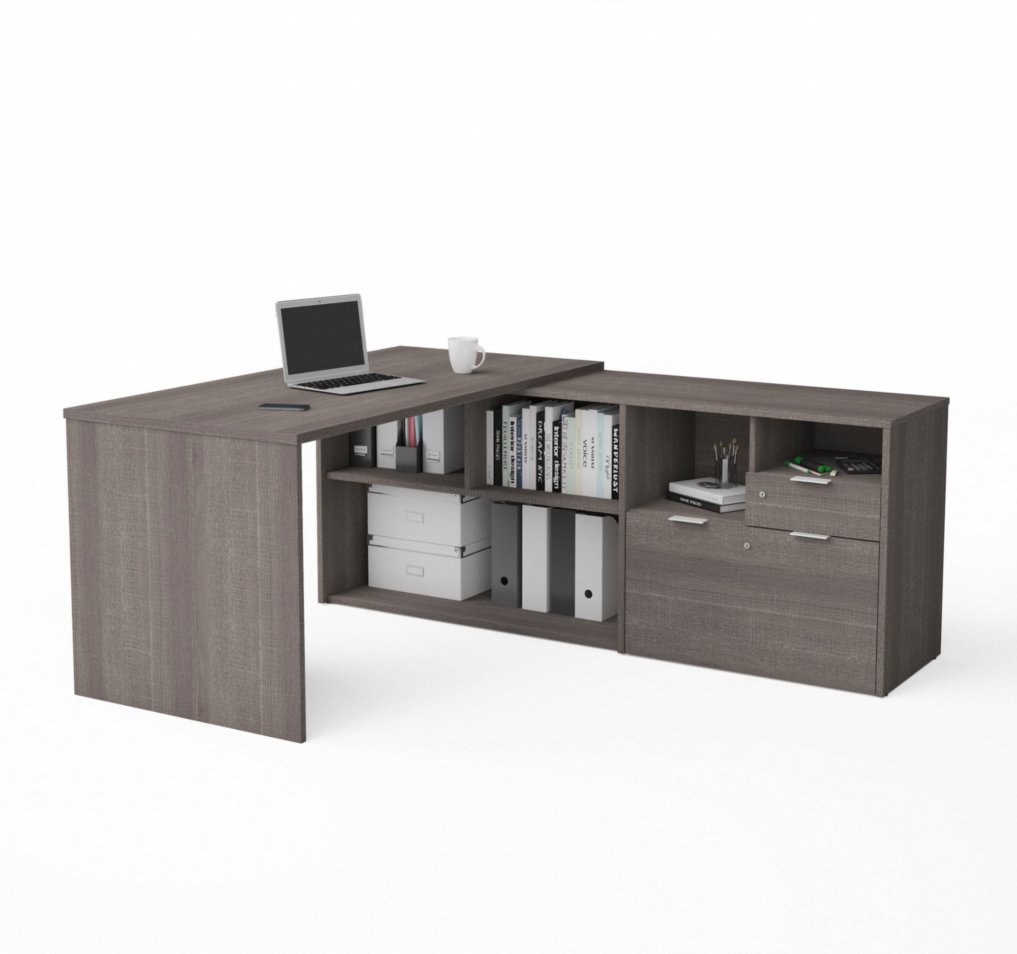 L-Shaped Desk 29.6 in H Bark Grey
