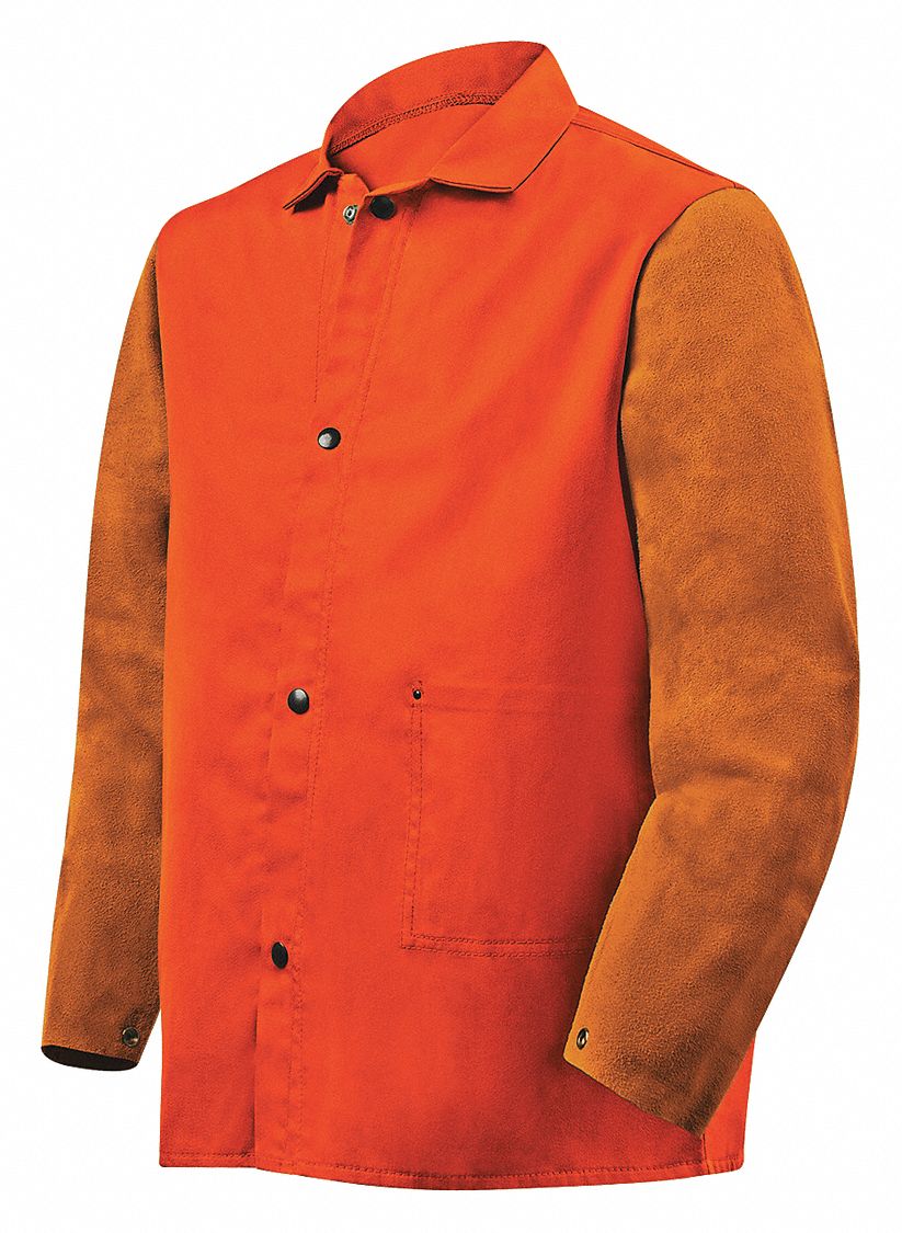 D9246 Leather Sleeves Jacket Flame Resist 4XL