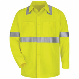 D9268 FR Lng Slv Shirt HiVis Yllw/Grn M Button