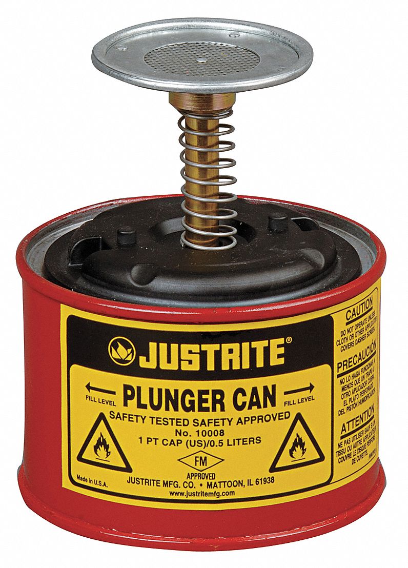 Plunger Can 1 pt. Galvanized Steel Red