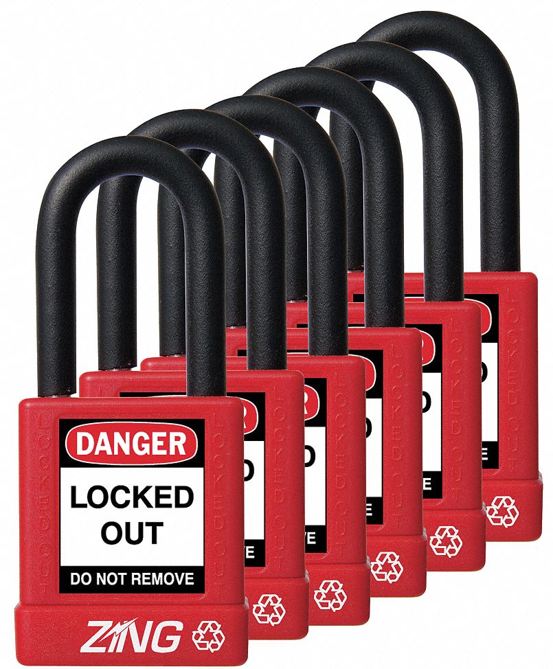 D8964 Lockout Padlock KA Red 1-3/4 H PK6