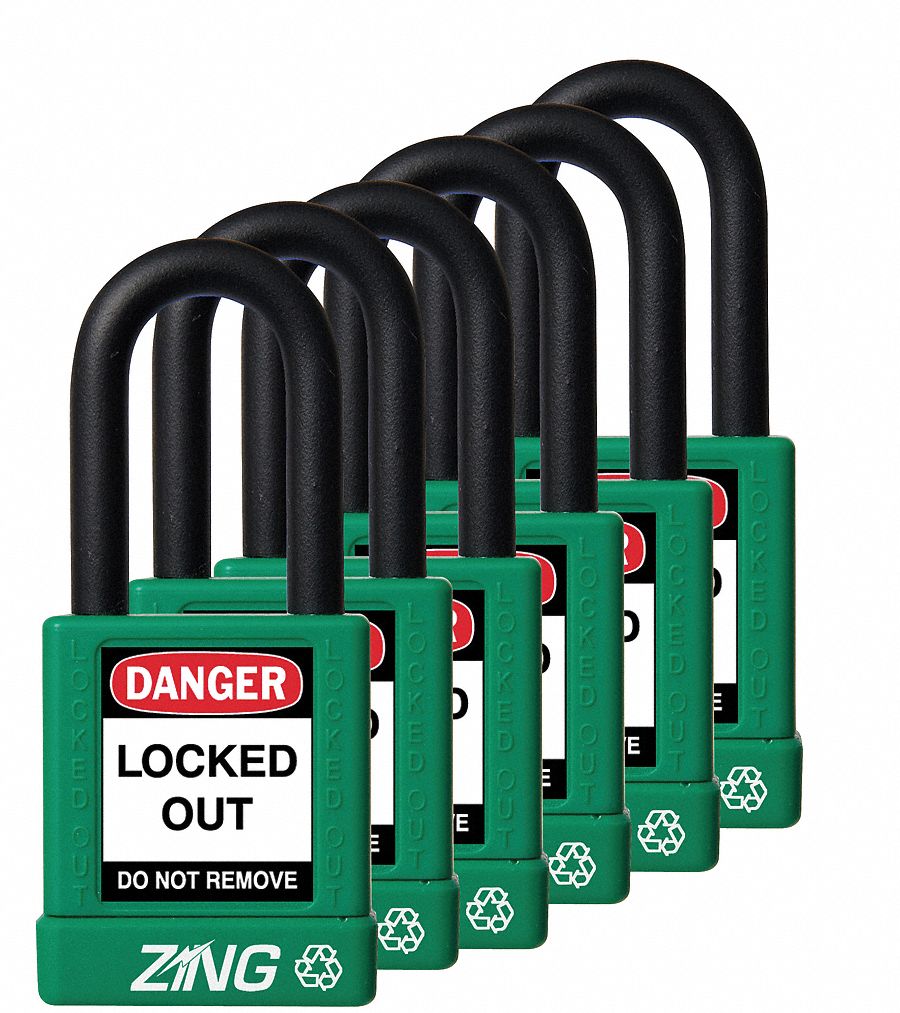 D8964 Lockout Padlock KA Green 1-3/4 H PK6