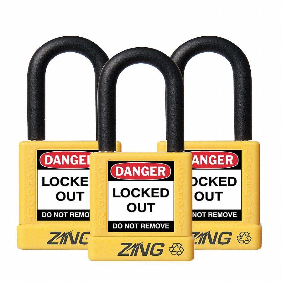 D8963 Lockout Padlock KA Yellow 1-3/4 H PK3