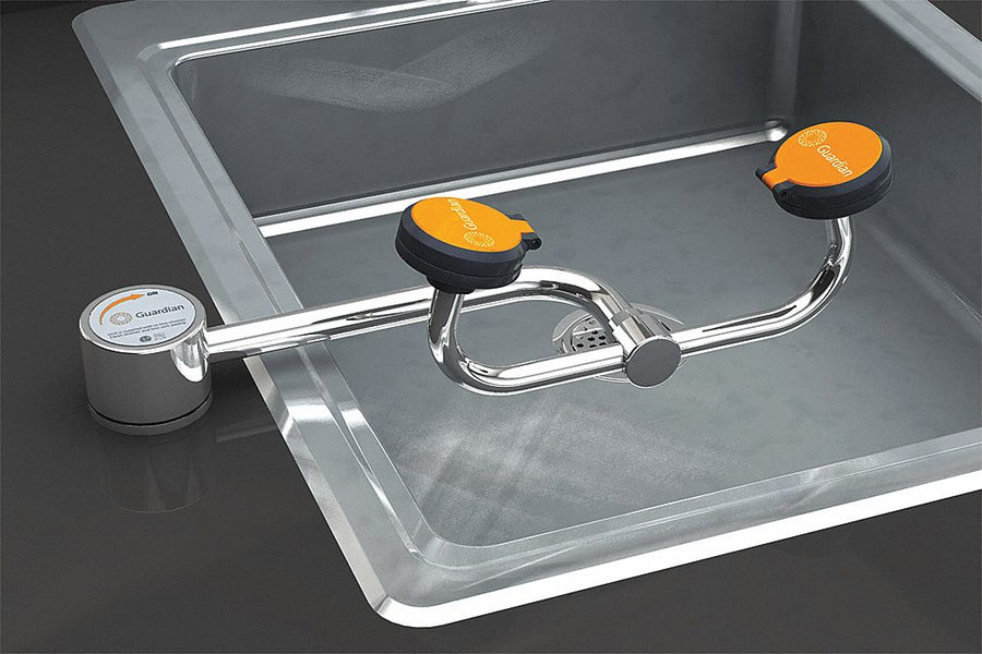 Eyewash Deck Mount Left 14-3/8 W 6-1/2 D