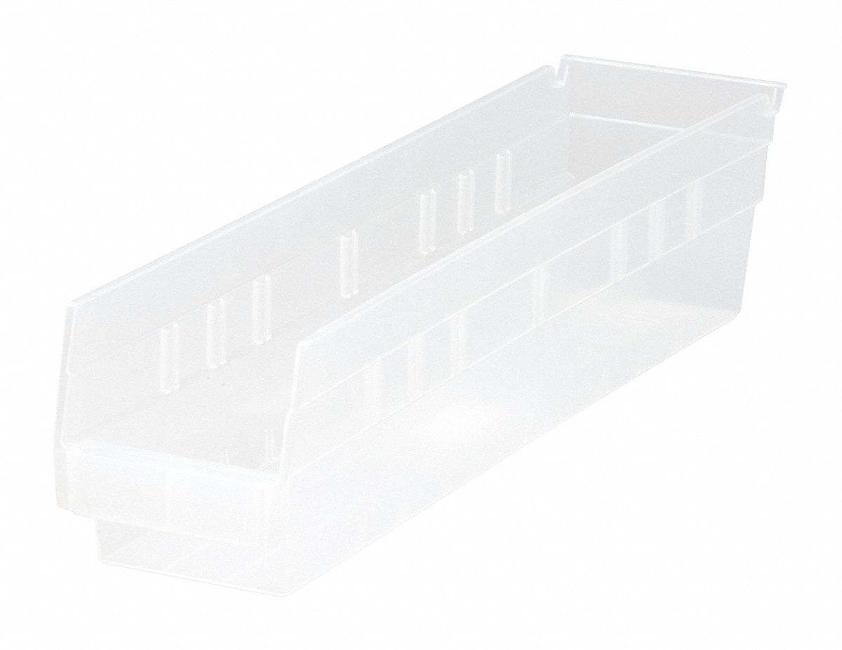 Shelf Bin Clear Polypropylene 4 in