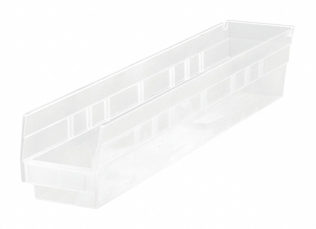 Shelf Bin Clear Polypropylene 4 in