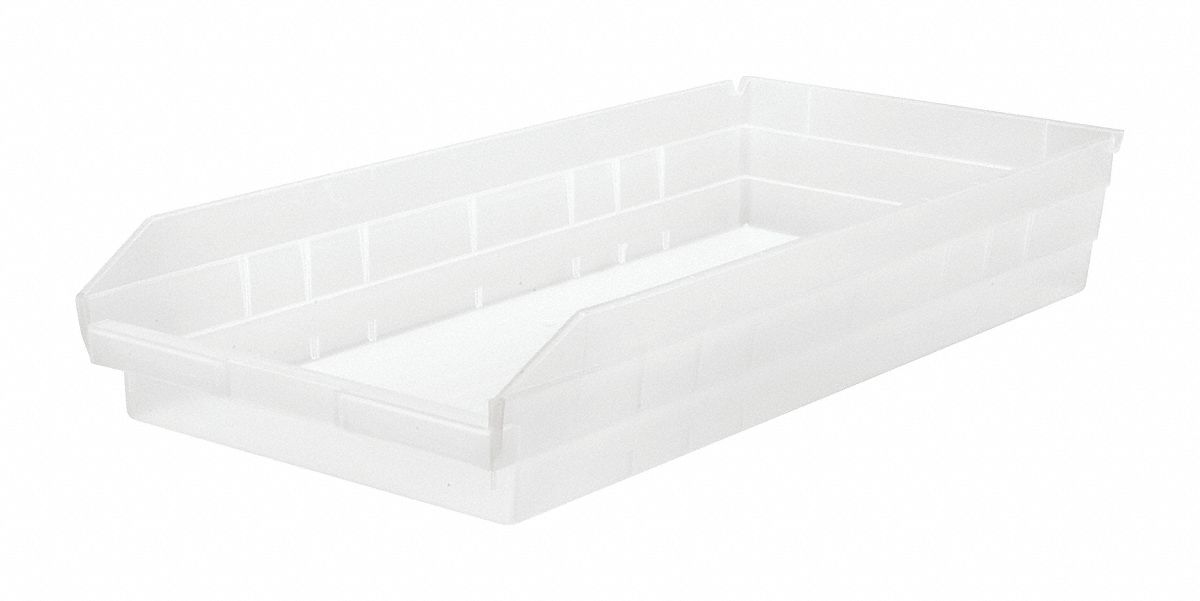 Shelf Bin Clear Polypropylene 4 in