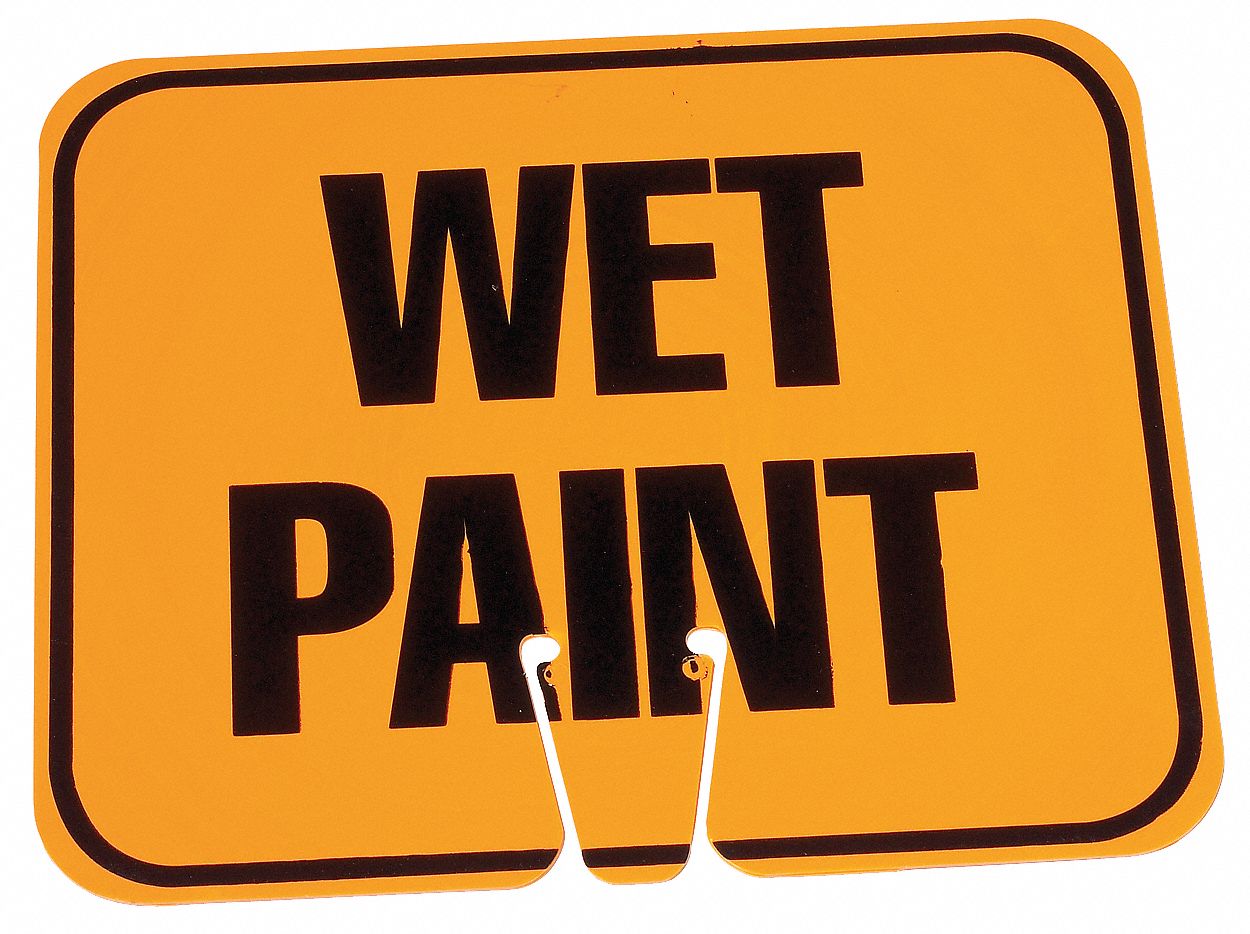 Traffic Cone Sign Org/Black Wet Paint